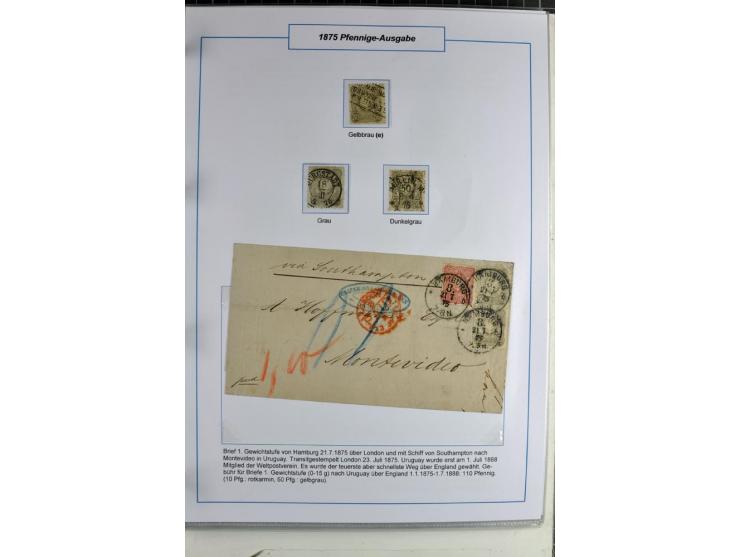 1875/1918, umfangreiche gestempelte Sammlung inkl. etwas Dienst ab Mi.-Nr. I (auf Brief) mit vielen Farben, Zwischenstegpaare