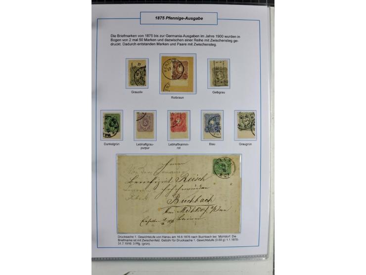 1875/1918, umfangreiche gestempelte Sammlung inkl. etwas Dienst ab Mi.-Nr. I (auf Brief) mit vielen Farben, Zwischenstegpaare