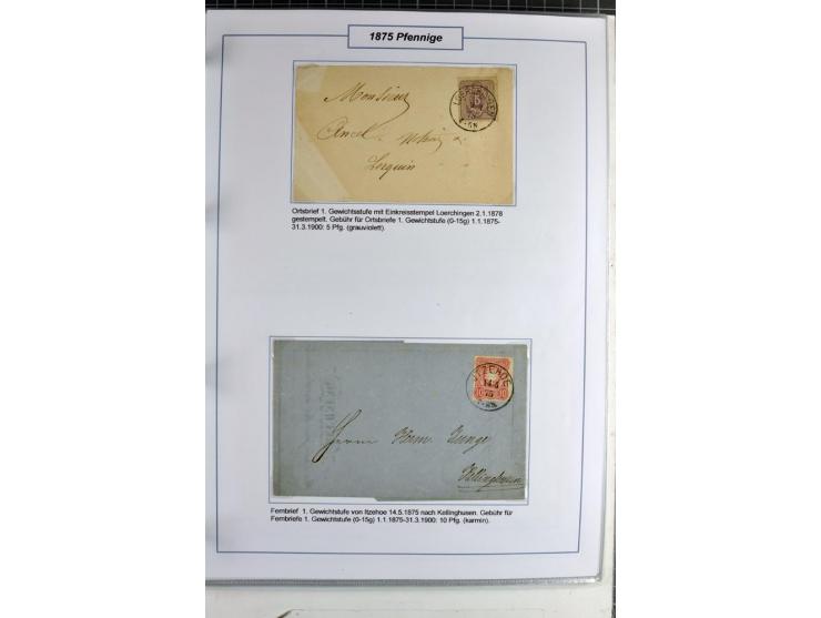 1875/1918, umfangreiche gestempelte Sammlung inkl. etwas Dienst ab Mi.-Nr. I (auf Brief) mit vielen Farben, Zwischenstegpaare