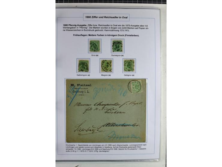 1875/1918, umfangreiche gestempelte Sammlung inkl. etwas Dienst ab Mi.-Nr. I (auf Brief) mit vielen Farben, Zwischenstegpaare