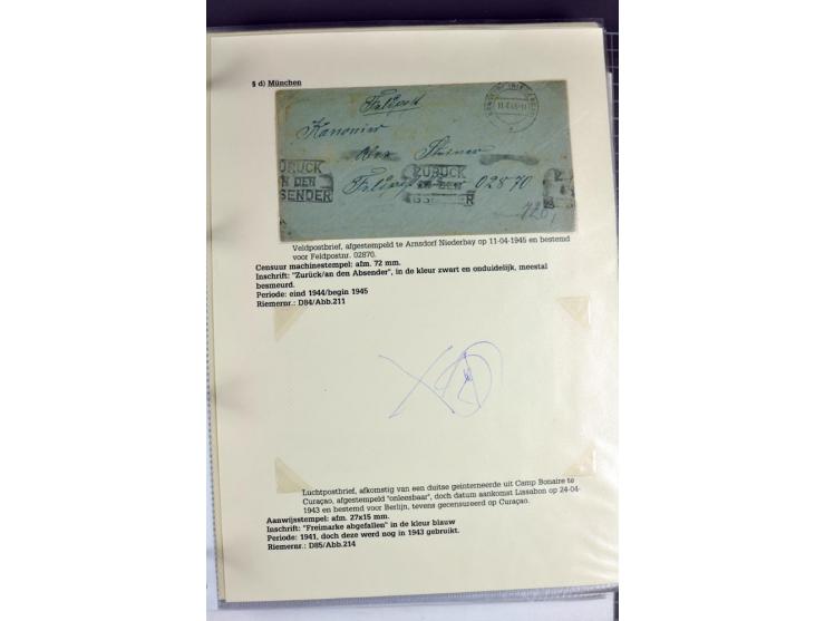 1940/1944, interessante Ausstellungs-Sammlung der Zensur-Dienststelle München mit über 50 Briefen und Karten, dabei viele ver