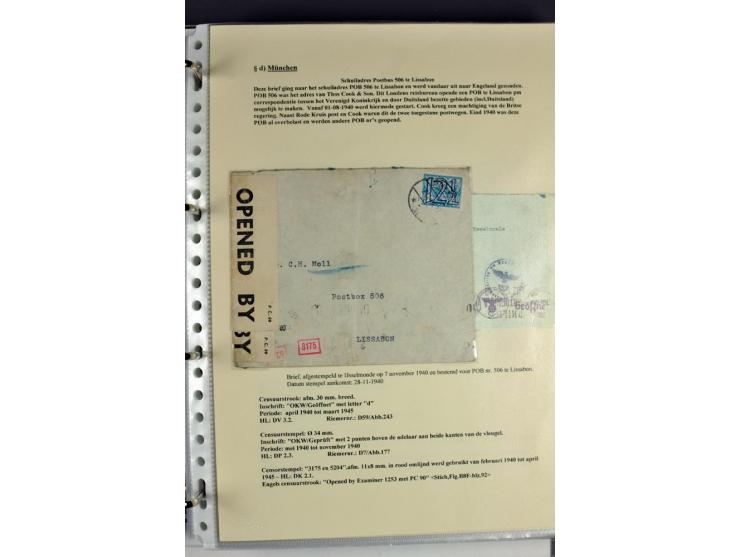 1940/1944, interessante Ausstellungs-Sammlung der Zensur-Dienststelle München mit über 50 Briefen und Karten, dabei viele ver