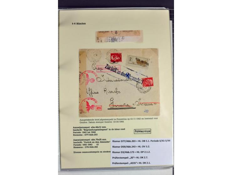 1940/1944, interessante Ausstellungs-Sammlung der Zensur-Dienststelle München mit über 50 Briefen und Karten, dabei viele ver