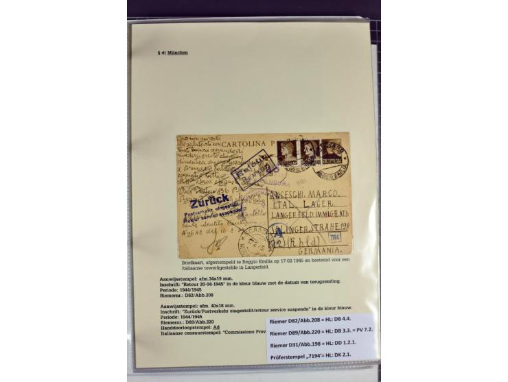 1940/1944, interessante Ausstellungs-Sammlung der Zensur-Dienststelle München mit über 50 Briefen und Karten, dabei viele ver