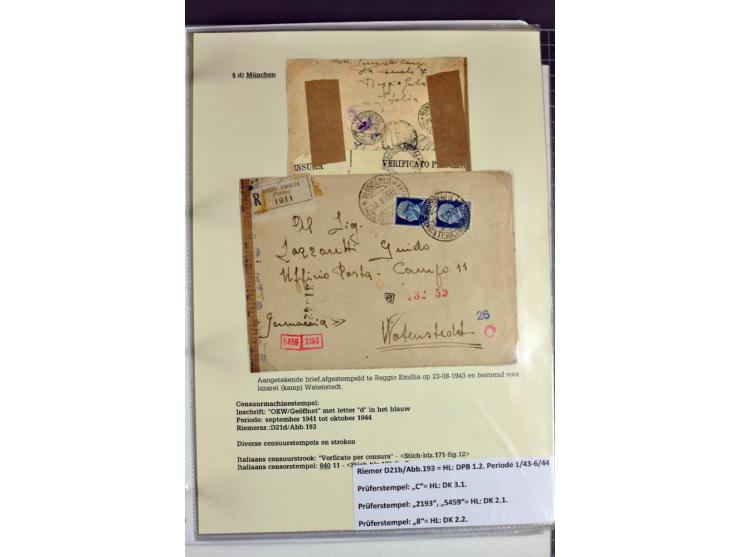 1940/1944, interessante Ausstellungs-Sammlung der Zensur-Dienststelle München mit über 50 Briefen und Karten, dabei viele ver