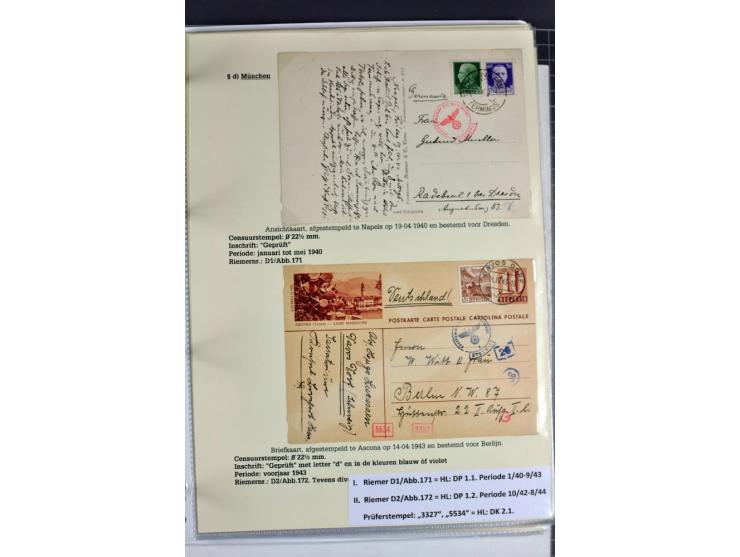 1940/1944, interessante Ausstellungs-Sammlung der Zensur-Dienststelle München mit über 50 Briefen und Karten, dabei viele ver