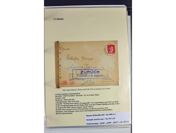 1940/1944, interessante Ausstellungs-Sammlung der Zensur-Dienststelle München mit über 50 Briefen und Karten, dabei viele ver