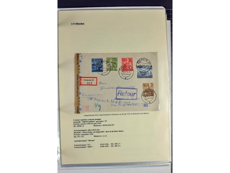 1940/1944, interessante Ausstellungs-Sammlung der Zensur-Dienststelle München mit über 50 Briefen und Karten, dabei viele ver