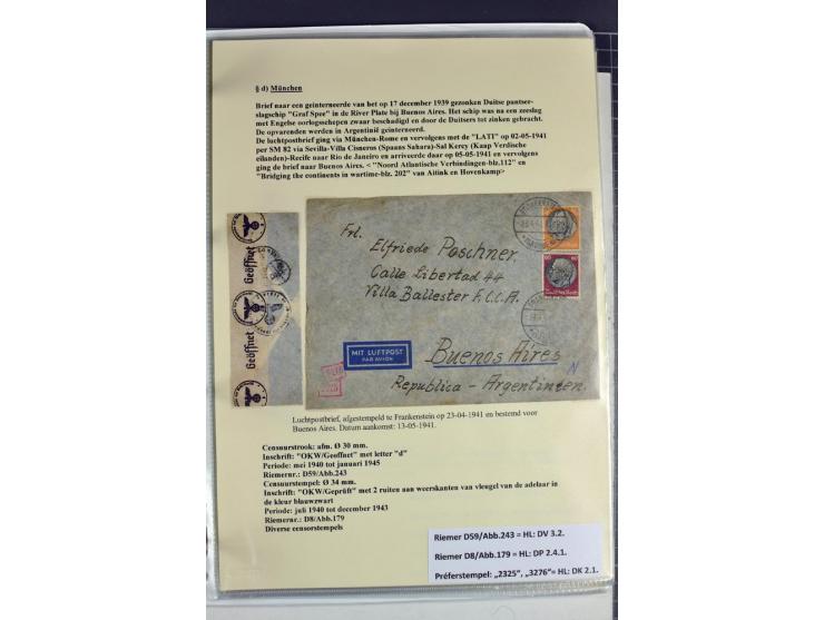 1940/1944, interessante Ausstellungs-Sammlung der Zensur-Dienststelle München mit über 50 Briefen und Karten, dabei viele ver