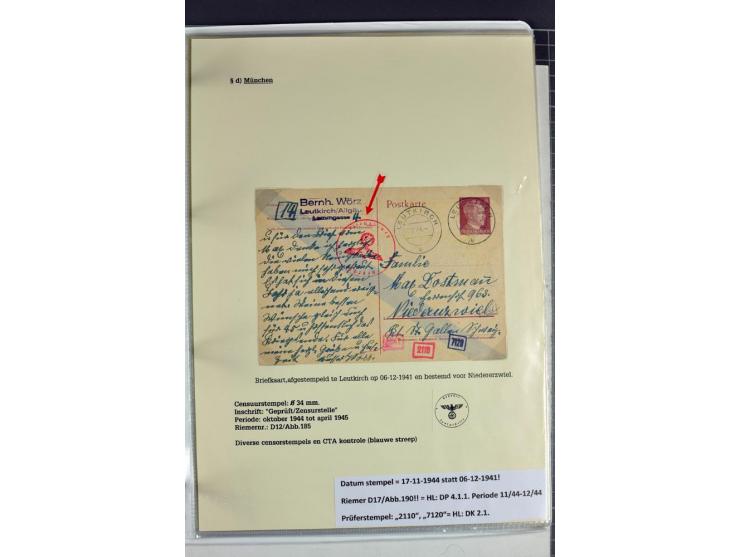 1940/1944, interessante Ausstellungs-Sammlung der Zensur-Dienststelle München mit über 50 Briefen und Karten, dabei viele ver