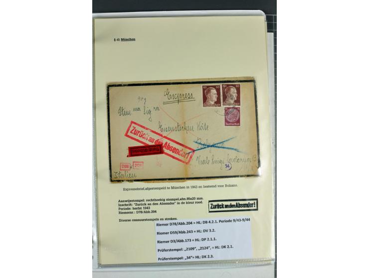 1940/1944, interessante Ausstellungs-Sammlung der Zensur-Dienststelle München mit über 50 Briefen und Karten, dabei viele ver
