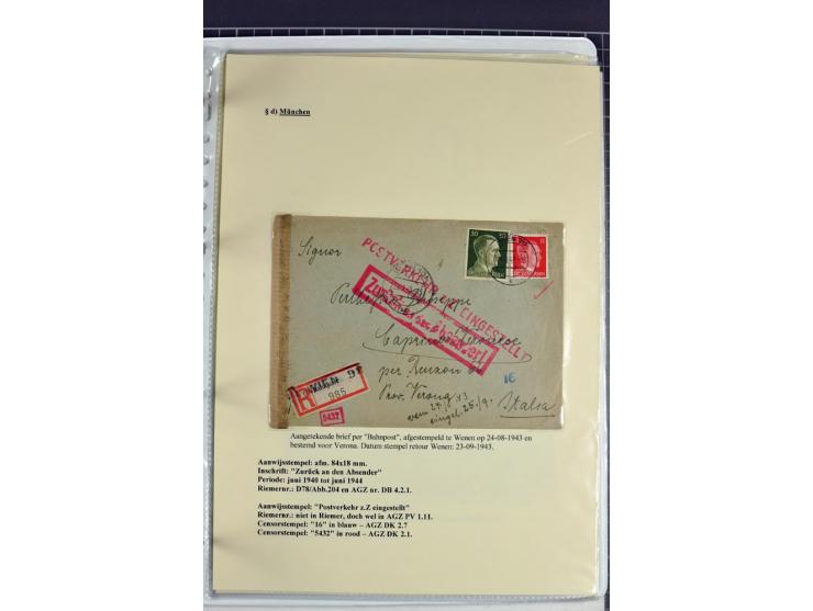 1940/1944, interessante Ausstellungs-Sammlung der Zensur-Dienststelle München mit über 50 Briefen und Karten, dabei viele ver