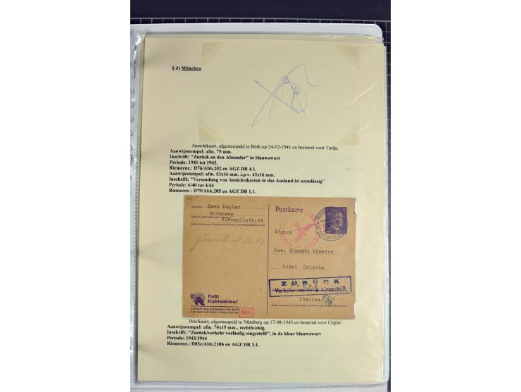 1940/1944, interessante Ausstellungs-Sammlung der Zensur-Dienststelle München mit über 50 Briefen und Karten, dabei viele ver
