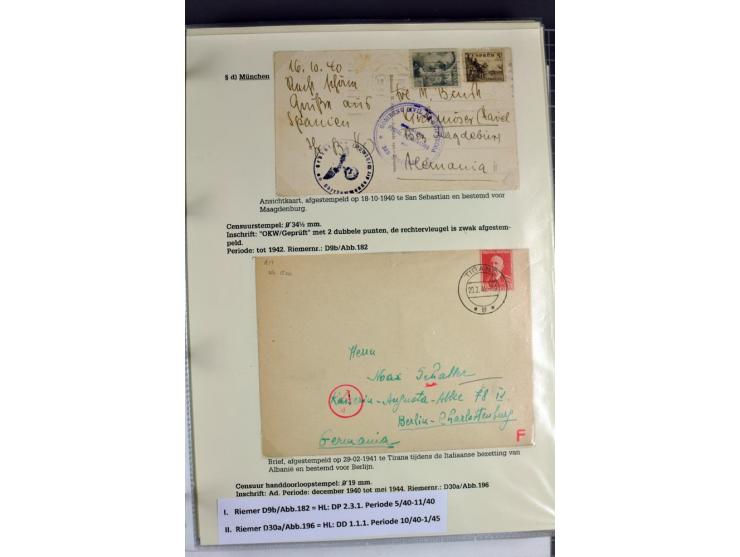 1940/1944, interessante Ausstellungs-Sammlung der Zensur-Dienststelle München mit über 50 Briefen und Karten, dabei viele ver