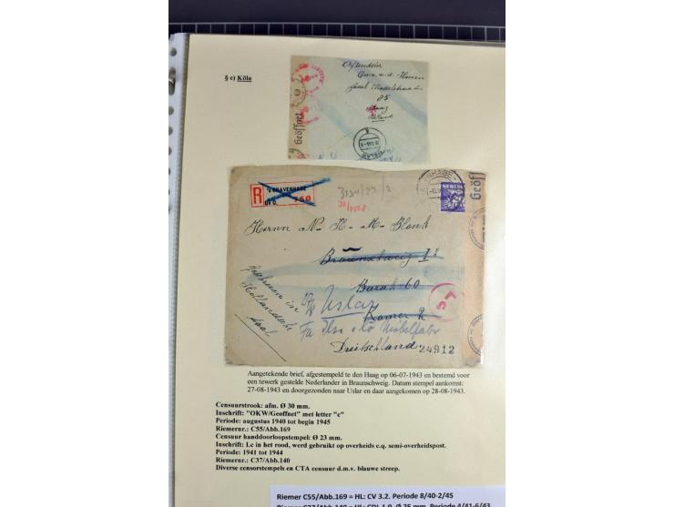 1940/1944, interessante Ausstellungs-Sammlung der Zensur-Dienststelle KÖLN mit fast 90 Briefen und Karten, dabei viele versch