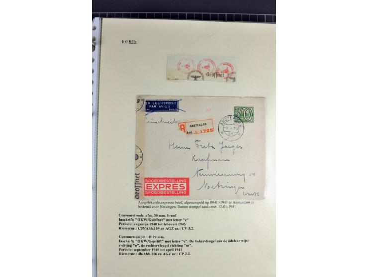 1940/1944, interessante Ausstellungs-Sammlung der Zensur-Dienststelle KÖLN mit fast 90 Briefen und Karten, dabei viele versch
