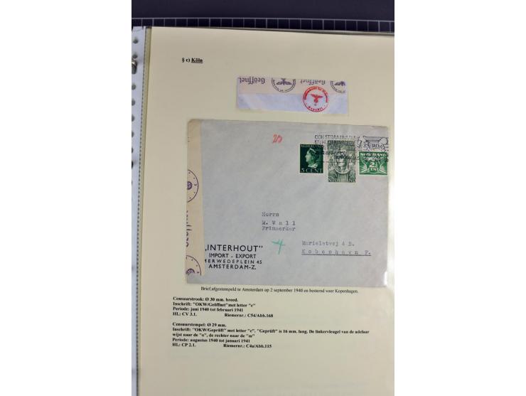 1940/1944, interessante Ausstellungs-Sammlung der Zensur-Dienststelle KÖLN mit fast 90 Briefen und Karten, dabei viele versch