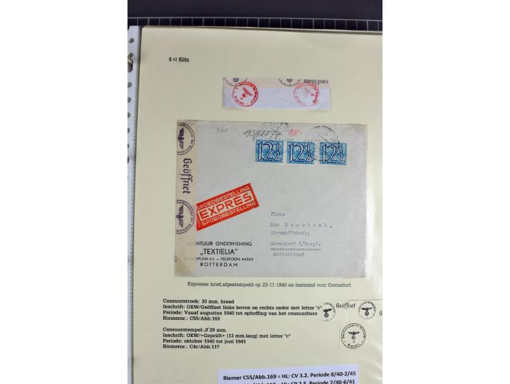 1940/1944, interessante Ausstellungs-Sammlung der Zensur-Dienststelle KÖLN mit fast 90 Briefen und Karten, dabei viele versch
