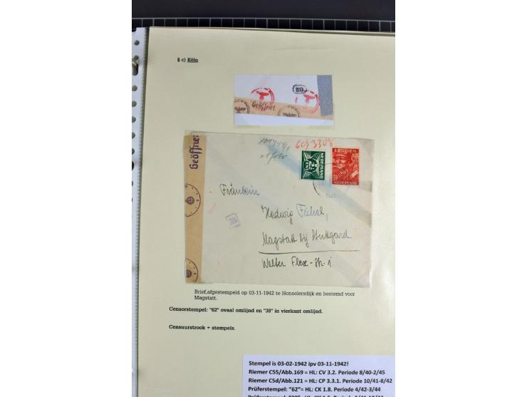 1940/1944, interessante Ausstellungs-Sammlung der Zensur-Dienststelle KÖLN mit fast 90 Briefen und Karten, dabei viele versch
