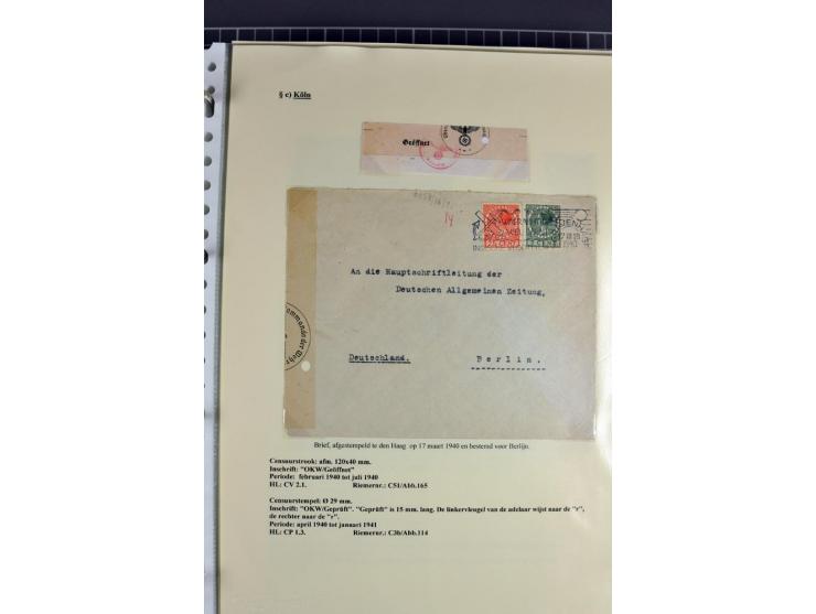 1940/1944, interessante Ausstellungs-Sammlung der Zensur-Dienststelle KÖLN mit fast 90 Briefen und Karten, dabei viele versch