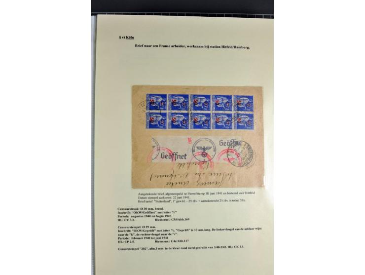 1940/1944, interessante Ausstellungs-Sammlung der Zensur-Dienststelle KÖLN mit fast 90 Briefen und Karten, dabei viele versch