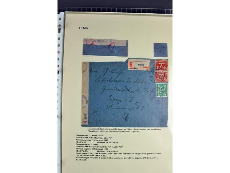 1940/1944, interessante Ausstellungs-Sammlung der Zensur-Dienststelle KÖLN mit fast 90 Briefen und Karten, dabei viele versch