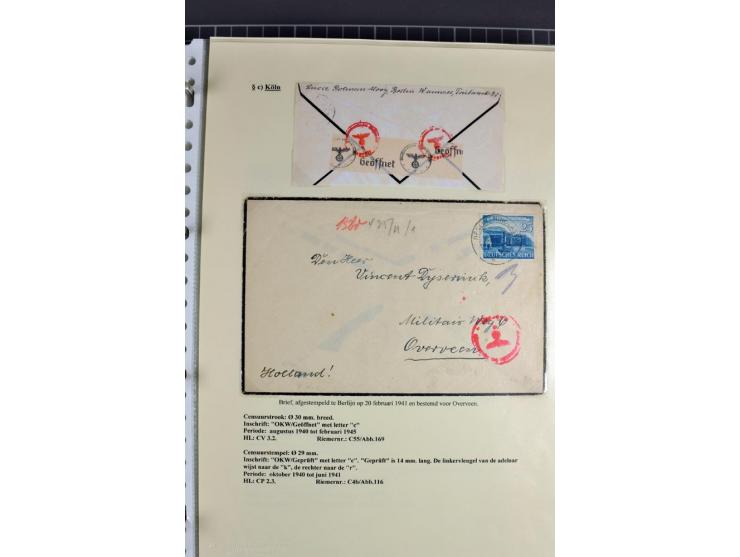 1940/1944, interessante Ausstellungs-Sammlung der Zensur-Dienststelle KÖLN mit fast 90 Briefen und Karten, dabei viele versch