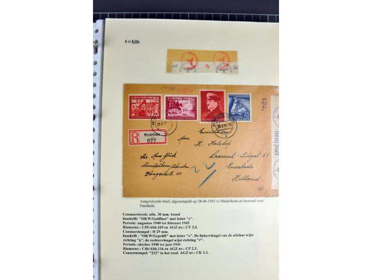 1940/1944, interessante Ausstellungs-Sammlung der Zensur-Dienststelle KÖLN mit fast 90 Briefen und Karten, dabei viele versch