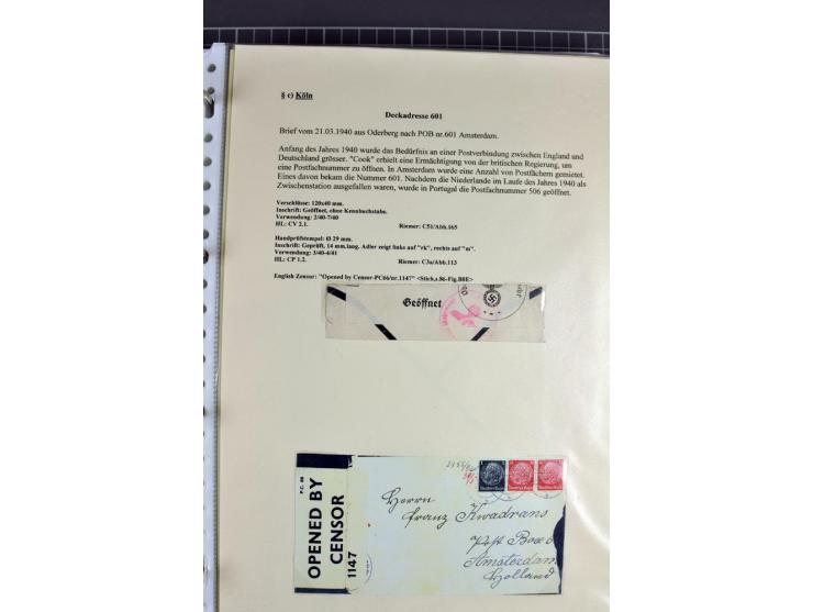 1940/1944, interessante Ausstellungs-Sammlung der Zensur-Dienststelle KÖLN mit fast 90 Briefen und Karten, dabei viele versch