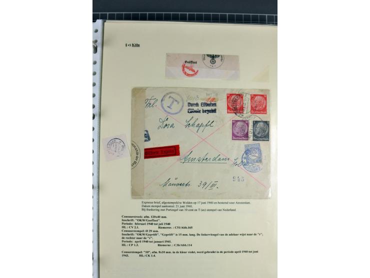 1940/1944, interessante Ausstellungs-Sammlung der Zensur-Dienststelle KÖLN mit fast 90 Briefen und Karten, dabei viele versch