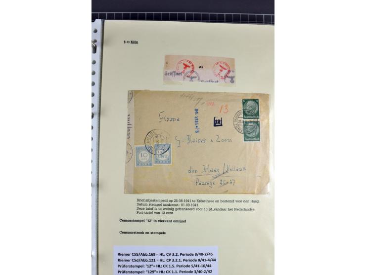1940/1944, interessante Ausstellungs-Sammlung der Zensur-Dienststelle KÖLN mit fast 90 Briefen und Karten, dabei viele versch