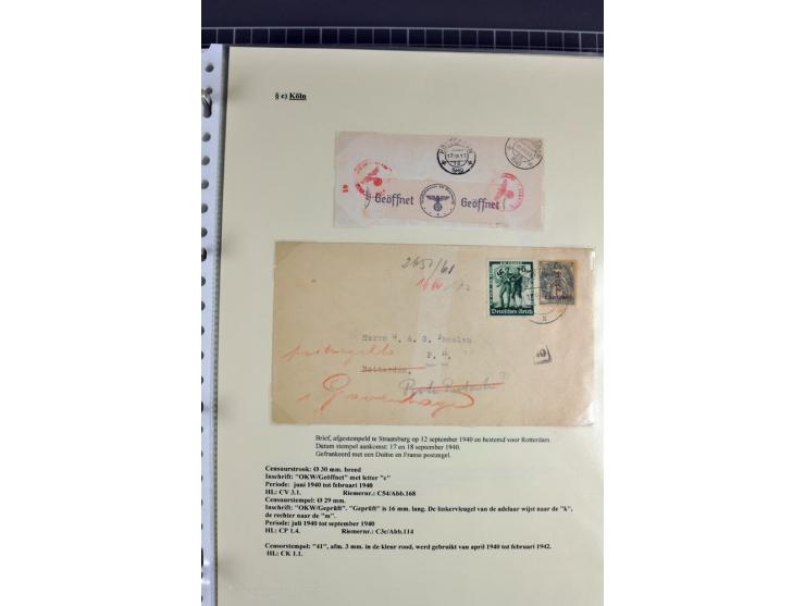 1940/1944, interessante Ausstellungs-Sammlung der Zensur-Dienststelle KÖLN mit fast 90 Briefen und Karten, dabei viele versch