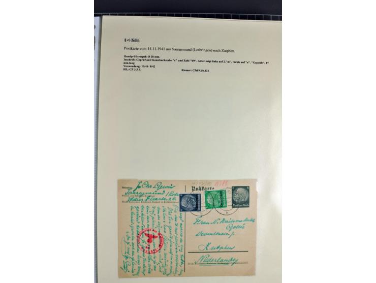 1940/1944, interessante Ausstellungs-Sammlung der Zensur-Dienststelle KÖLN mit fast 90 Briefen und Karten, dabei viele versch
