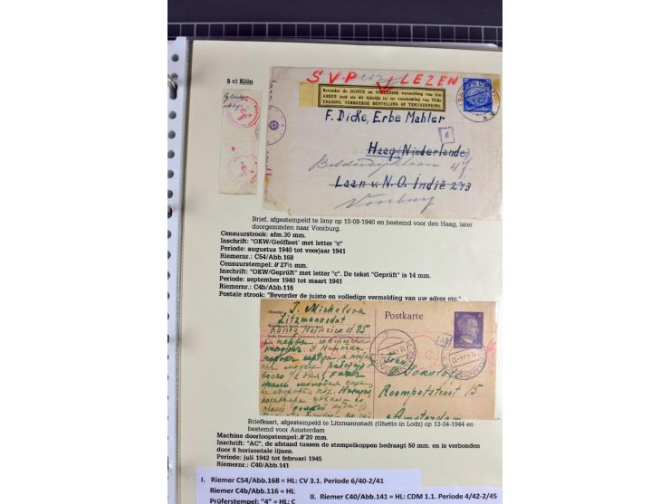 1940/1944, interessante Ausstellungs-Sammlung der Zensur-Dienststelle KÖLN mit fast 90 Briefen und Karten, dabei viele versch