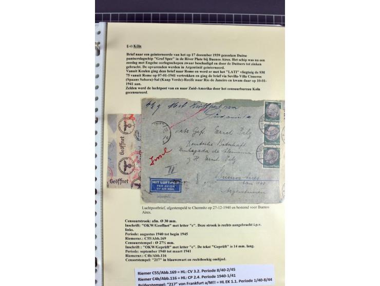 1940/1944, interessante Ausstellungs-Sammlung der Zensur-Dienststelle KÖLN mit fast 90 Briefen und Karten, dabei viele versch