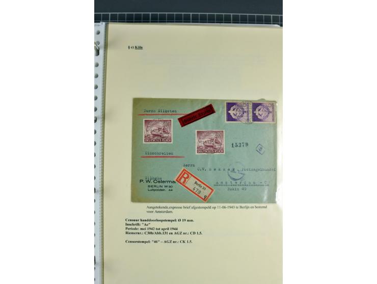 1940/1944, interessante Ausstellungs-Sammlung der Zensur-Dienststelle KÖLN mit fast 90 Briefen und Karten, dabei viele versch