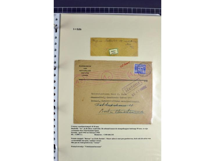 1940/1944, interessante Ausstellungs-Sammlung der Zensur-Dienststelle KÖLN mit fast 90 Briefen und Karten, dabei viele versch