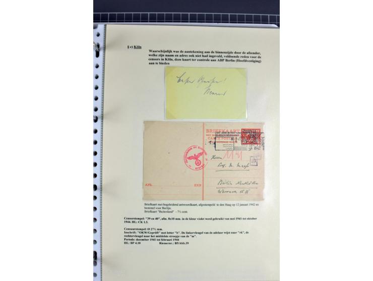 1940/1944, interessante Ausstellungs-Sammlung der Zensur-Dienststelle KÖLN mit fast 90 Briefen und Karten, dabei viele versch