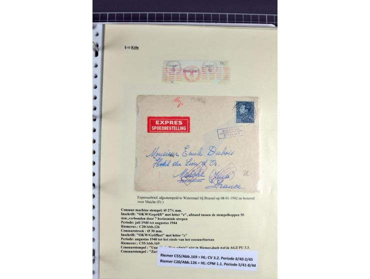 1940/1944, interessante Ausstellungs-Sammlung der Zensur-Dienststelle KÖLN mit fast 90 Briefen und Karten, dabei viele versch