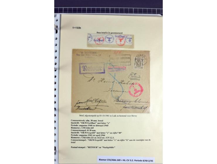 1940/1944, interessante Ausstellungs-Sammlung der Zensur-Dienststelle KÖLN mit fast 90 Briefen und Karten, dabei viele versch