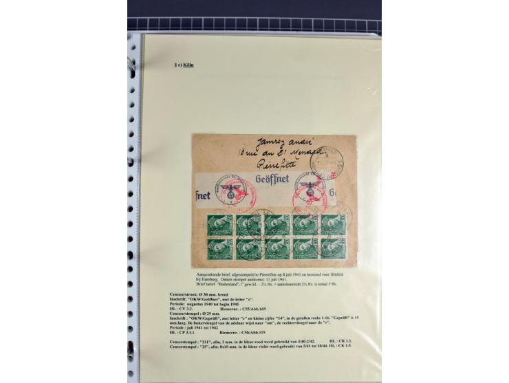 1940/1944, interessante Ausstellungs-Sammlung der Zensur-Dienststelle KÖLN mit fast 90 Briefen und Karten, dabei viele versch