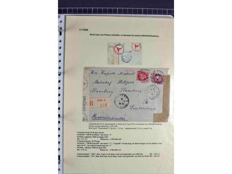 1940/1944, interessante Ausstellungs-Sammlung der Zensur-Dienststelle KÖLN mit fast 90 Briefen und Karten, dabei viele versch