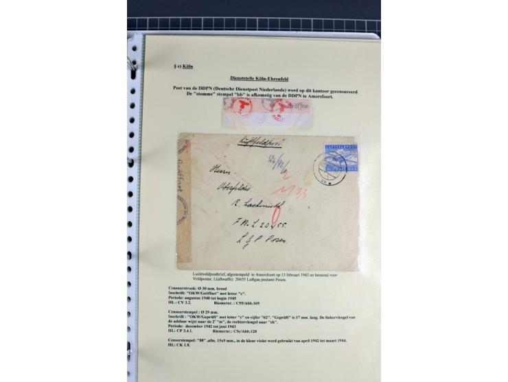 1940/1944, interessante Ausstellungs-Sammlung der Zensur-Dienststelle KÖLN mit fast 90 Briefen und Karten, dabei viele versch