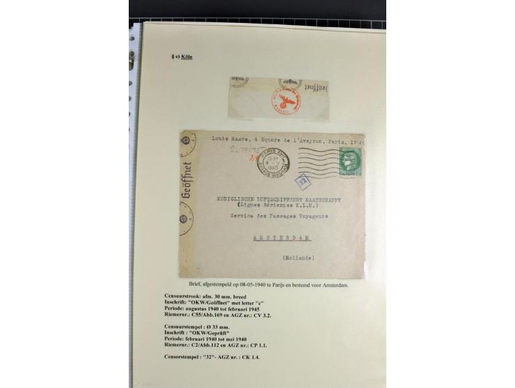 1940/1944, interessante Ausstellungs-Sammlung der Zensur-Dienststelle KÖLN mit fast 90 Briefen und Karten, dabei viele versch