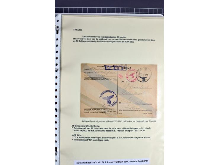 1940/1944, interessante Ausstellungs-Sammlung der Zensur-Dienststelle KÖLN mit fast 90 Briefen und Karten, dabei viele versch
