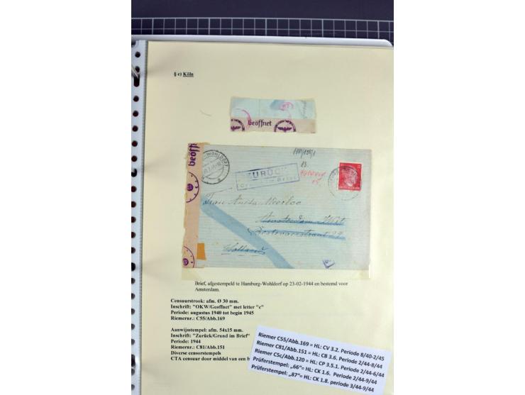 1940/1944, interessante Ausstellungs-Sammlung der Zensur-Dienststelle KÖLN mit fast 90 Briefen und Karten, dabei viele versch
