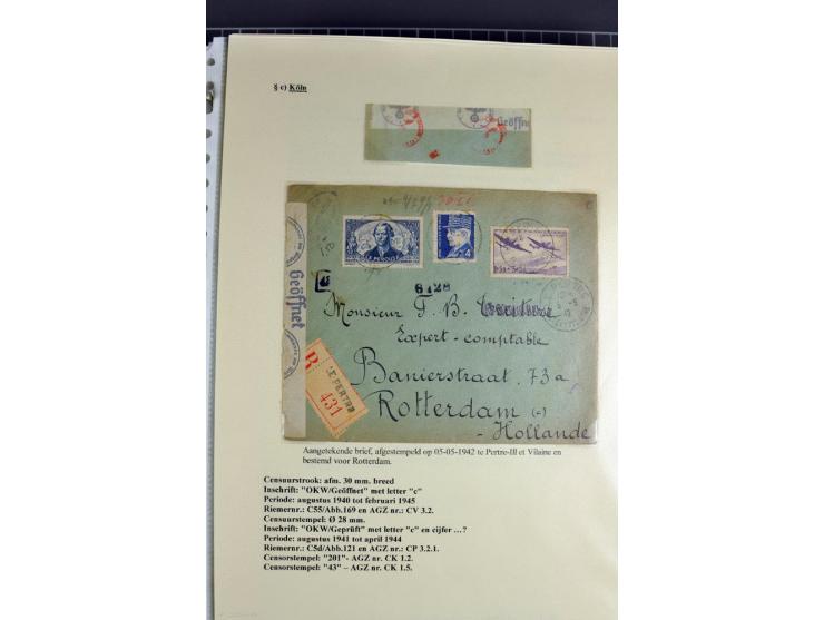1940/1944, interessante Ausstellungs-Sammlung der Zensur-Dienststelle KÖLN mit fast 90 Briefen und Karten, dabei viele versch