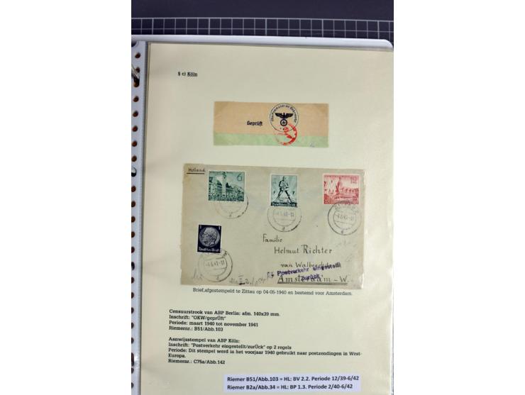 1940/1944, interessante Ausstellungs-Sammlung der Zensur-Dienststelle KÖLN mit fast 90 Briefen und Karten, dabei viele versch