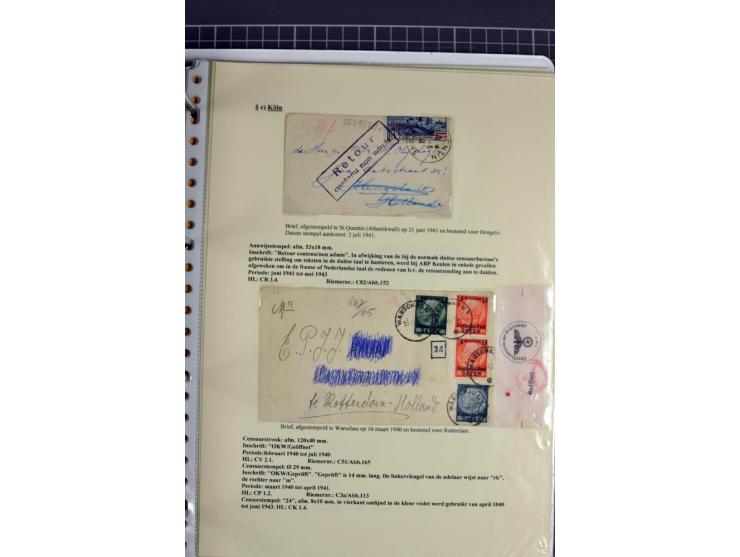 1940/1944, interessante Ausstellungs-Sammlung der Zensur-Dienststelle KÖLN mit fast 90 Briefen und Karten, dabei viele versch
