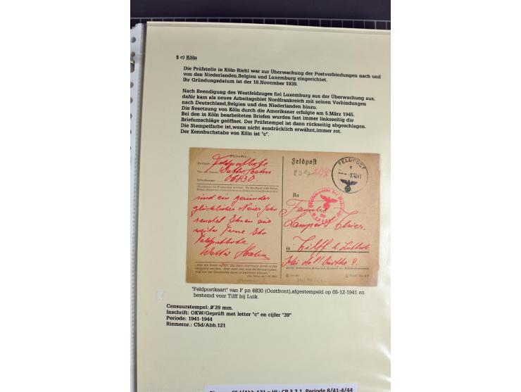 1940/1944, interessante Ausstellungs-Sammlung der Zensur-Dienststelle KÖLN mit fast 90 Briefen und Karten, dabei viele versch